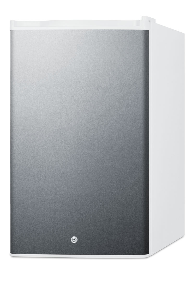 Commercial style built-in capable compact all-refrigerator in white with digital thermostat